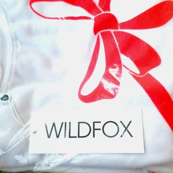 WILDFOX White French Terry  Red Ribbon Present Wrap Bow BBJ Jumper Pullover Top - Picture 11 of 12